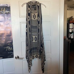 Aztec Patterned Tank Vest Long Sweater - Size S - Forever 21